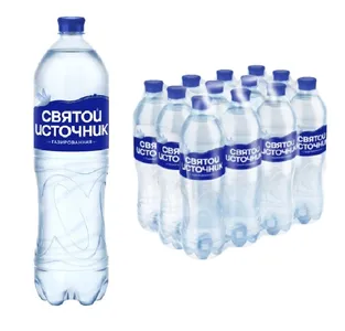 Вода Святой Источник питьевая газированная (1 л.) ПЭТ (1 уп. х 12 шт.)